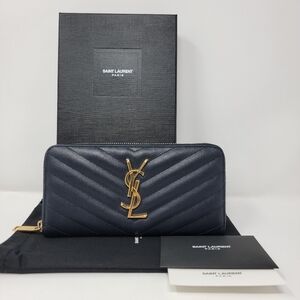 Saint Laurent YSL Cassandra Leather Long Zippy Wallet